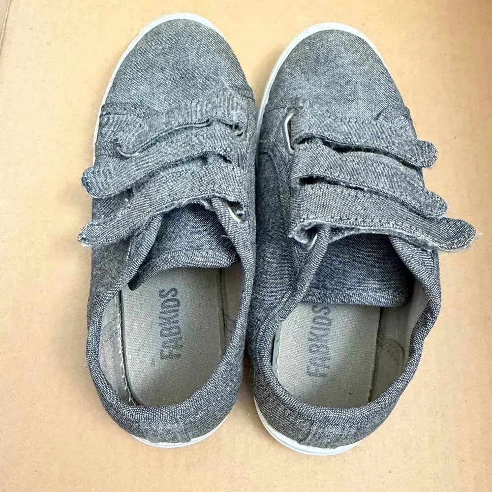 Fabkids Boys Tennis Shoes Sneakers 3 Strap Closure Gray Size 13